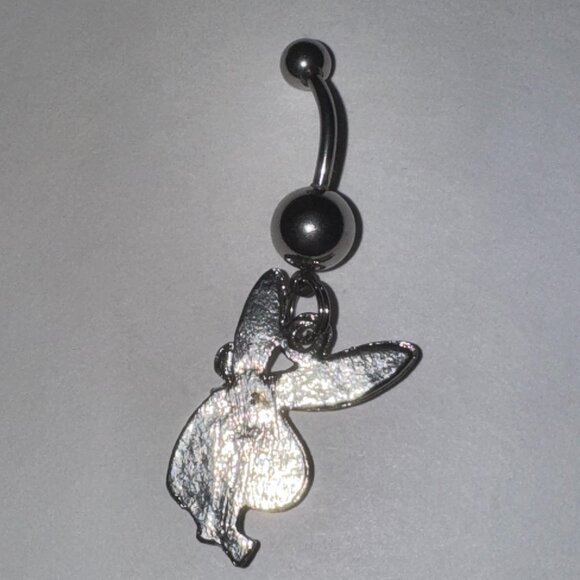 Pink and Blue Play boy-looking Bunny Dangle Belly Ring - Picture 15 of 16